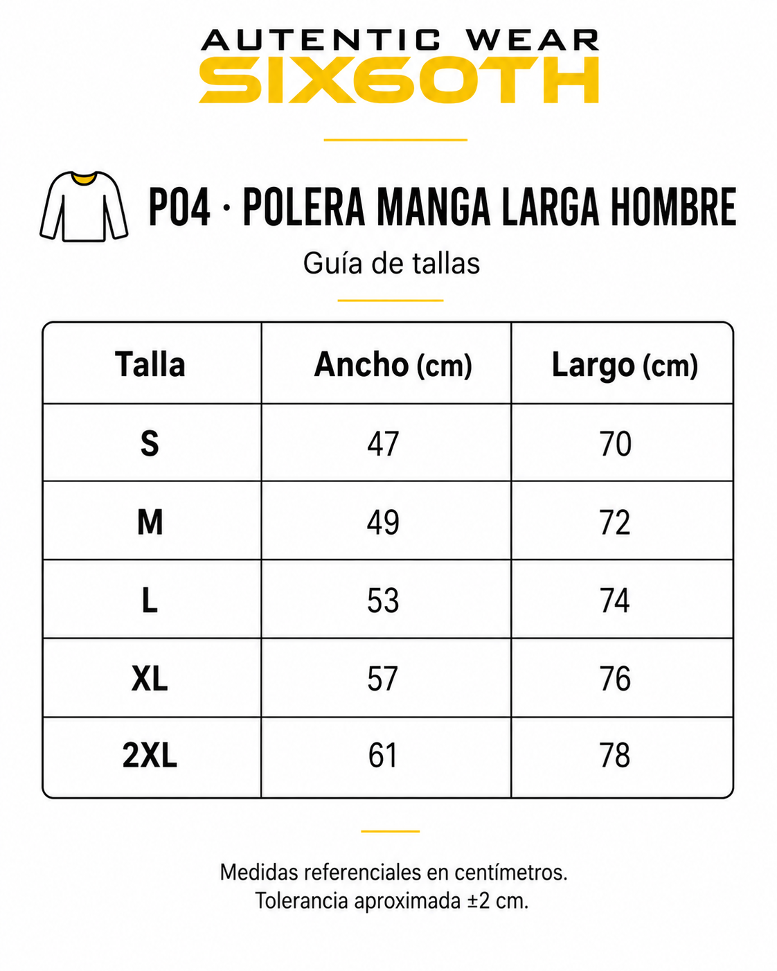 P04 Polera Manga Larga Hombre Personalizada 160 g | Six60th