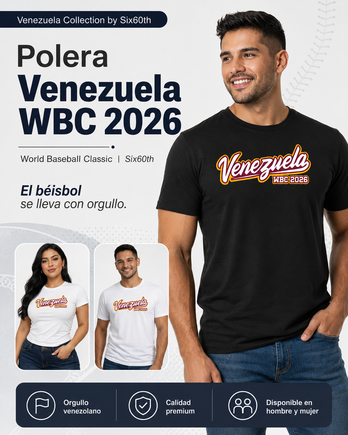 Polera Venezuela WBC 2026 | World Baseball Classic | Hombre