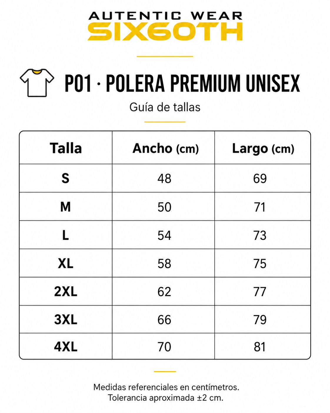 P01 Polera Premium Unisex Personalizada 165 g | Six60th