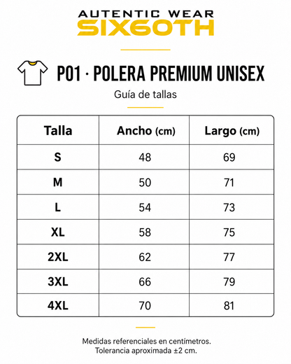 P01 Polera Premium Unisex Personalizada 165 g | Six60th