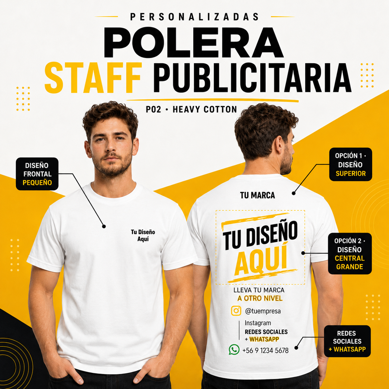 P02 Polera Heavy Cotton Personalizada 195 g | Six60th