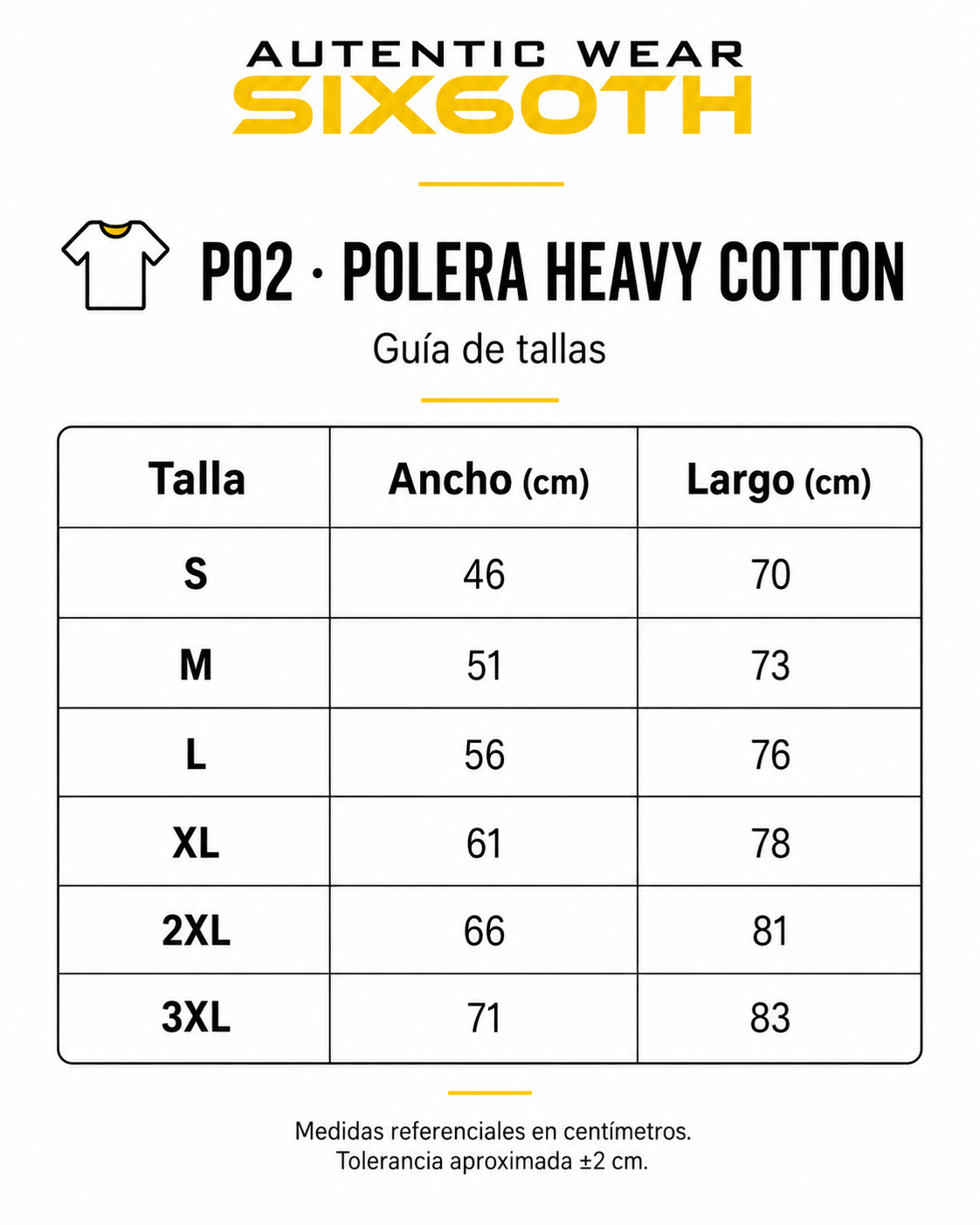 P02 Polera Heavy Cotton Personalizada 195 g | Six60th