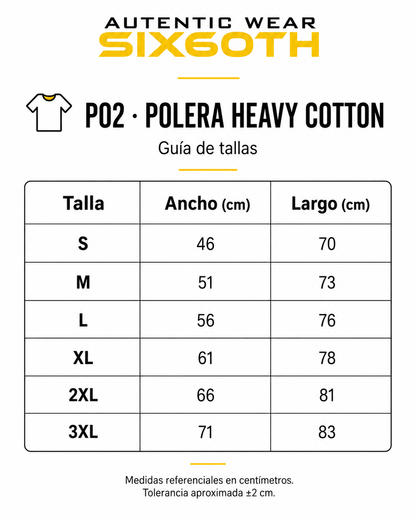 P02 Polera Heavy Cotton Personalizada 195 g | Six60th