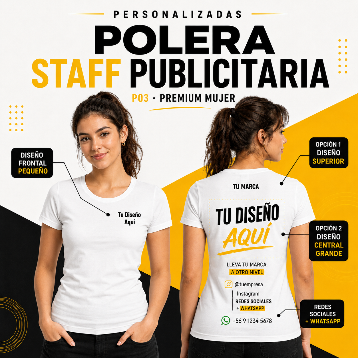 P03 Polera Premium Mujer Personalizada 155 g | Six60th