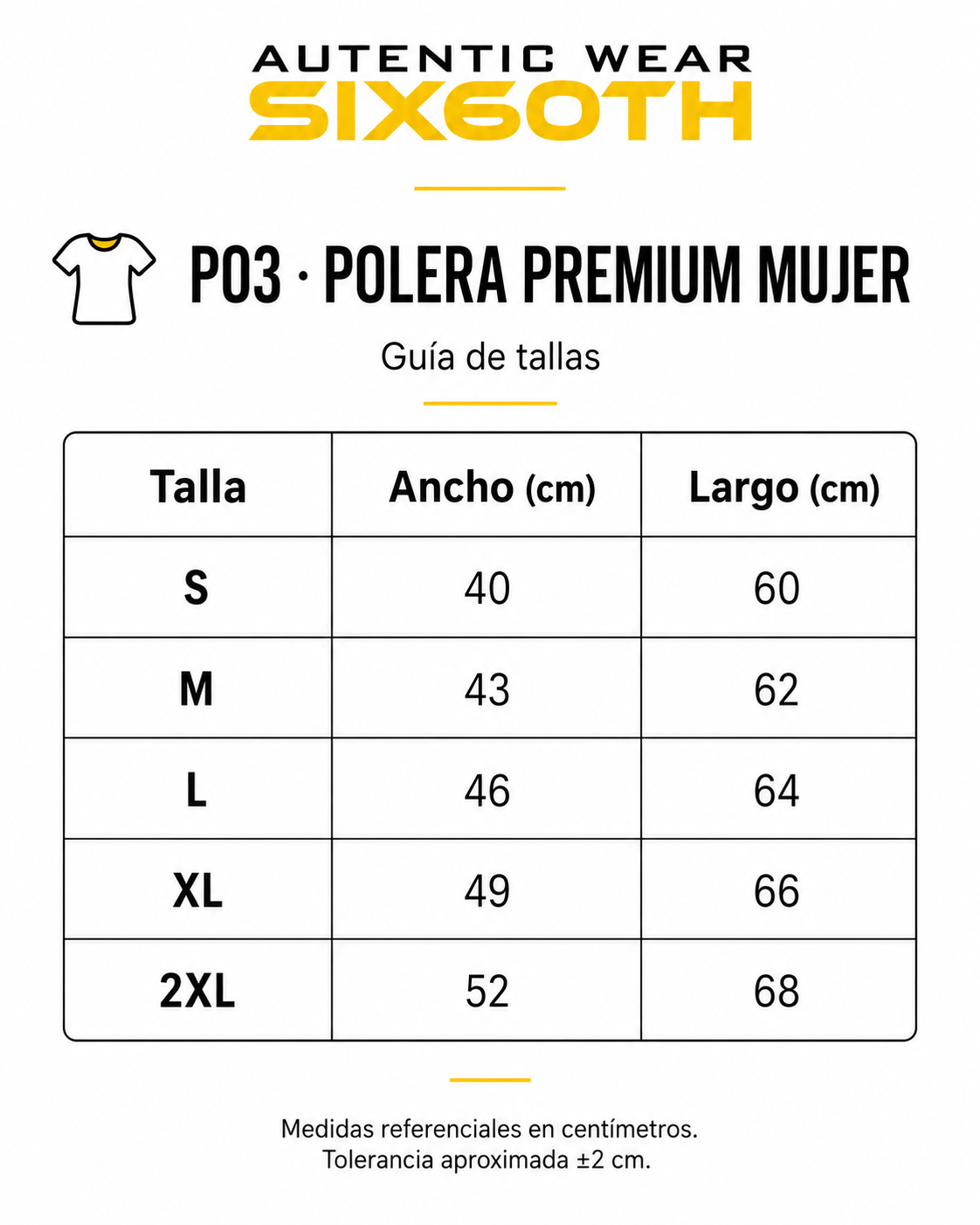 P03 Polera Premium Mujer Personalizada 155 g | Six60th