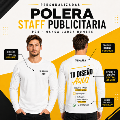 P04 Polera Manga Larga Hombre Personalizada 160 g | Six60th