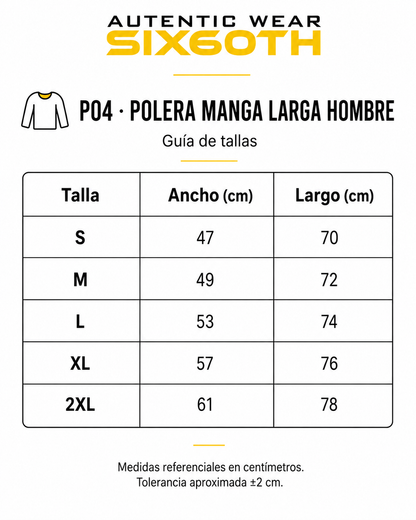 P04 Polera Manga Larga Hombre Personalizada 160 g | Six60th