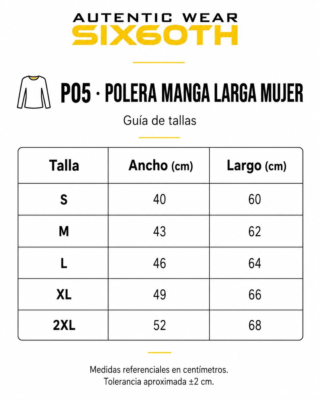P05 Polera Manga Larga Mujer Personalizada 160 g | Six60th
