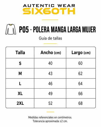 P05 Polera Manga Larga Mujer Personalizada 160 g | Six60th