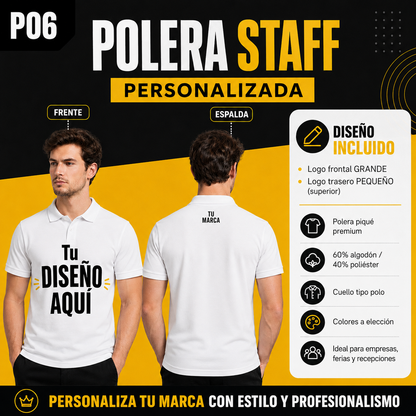 P06 Polera Piqué Premium Personalizada 190 g | Six60th Editor de texto enriquecido