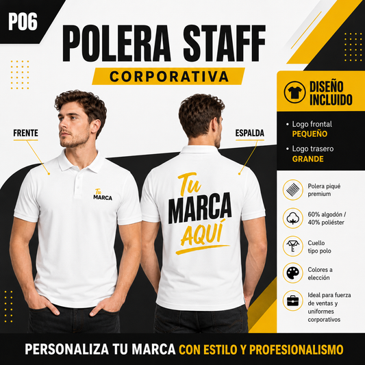 P06 Polera Piqué Premium Personalizada 190 g | Six60th Editor de texto enriquecido