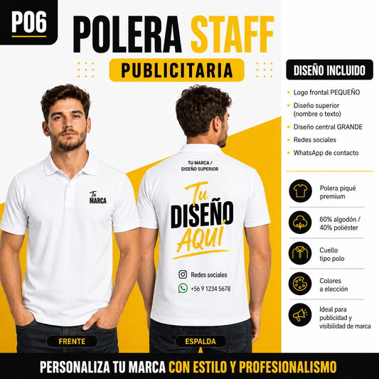 P06 Polera Piqué Premium Personalizada 190 g | Six60th Editor de texto enriquecido