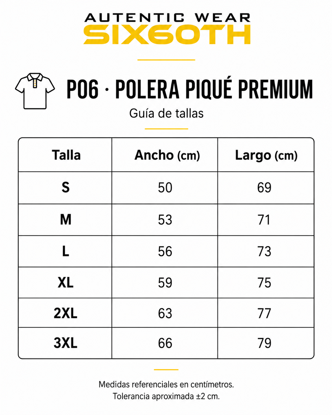 P06 Polera Piqué Premium Personalizada 190 g | Six60th Editor de texto enriquecido