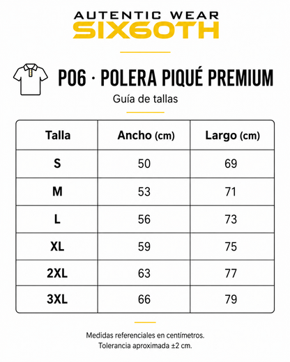 P06 Polera Piqué Premium Personalizada 190 g | Six60th Editor de texto enriquecido