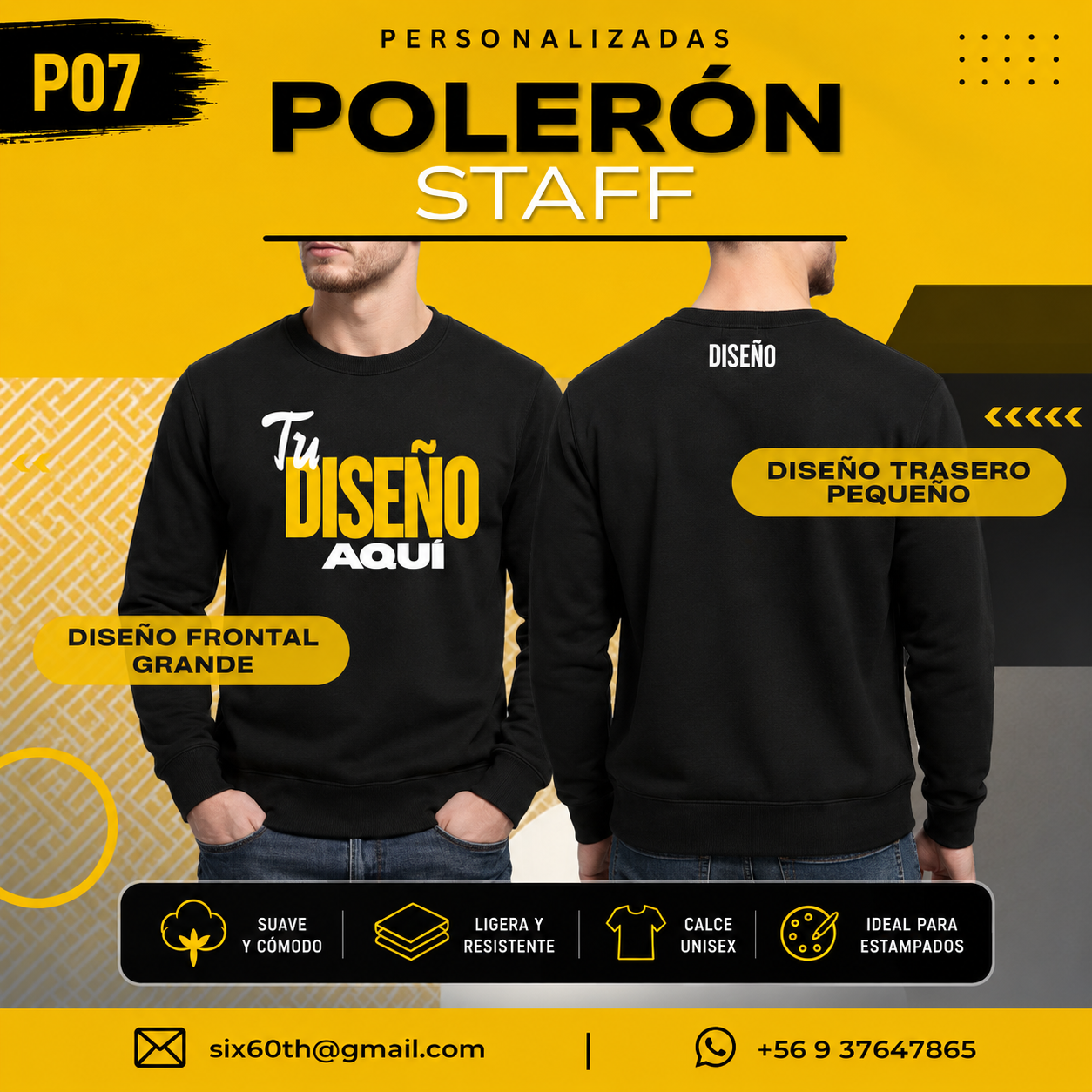 P07 Polerón Clásico Unisex Personalizado 280 g | Six60th