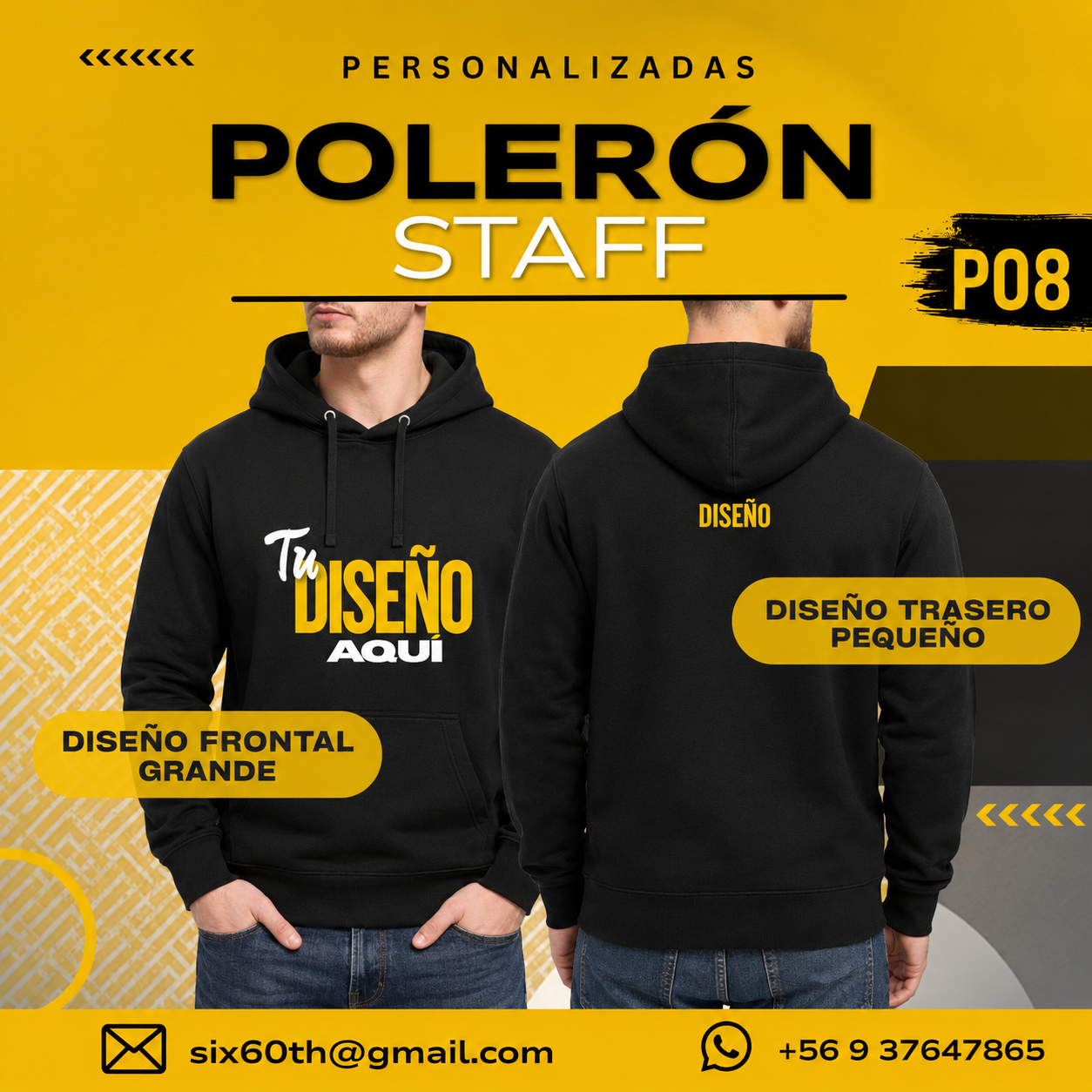 P08 Polerón con Capucha Personalizado 280 g | Six60th