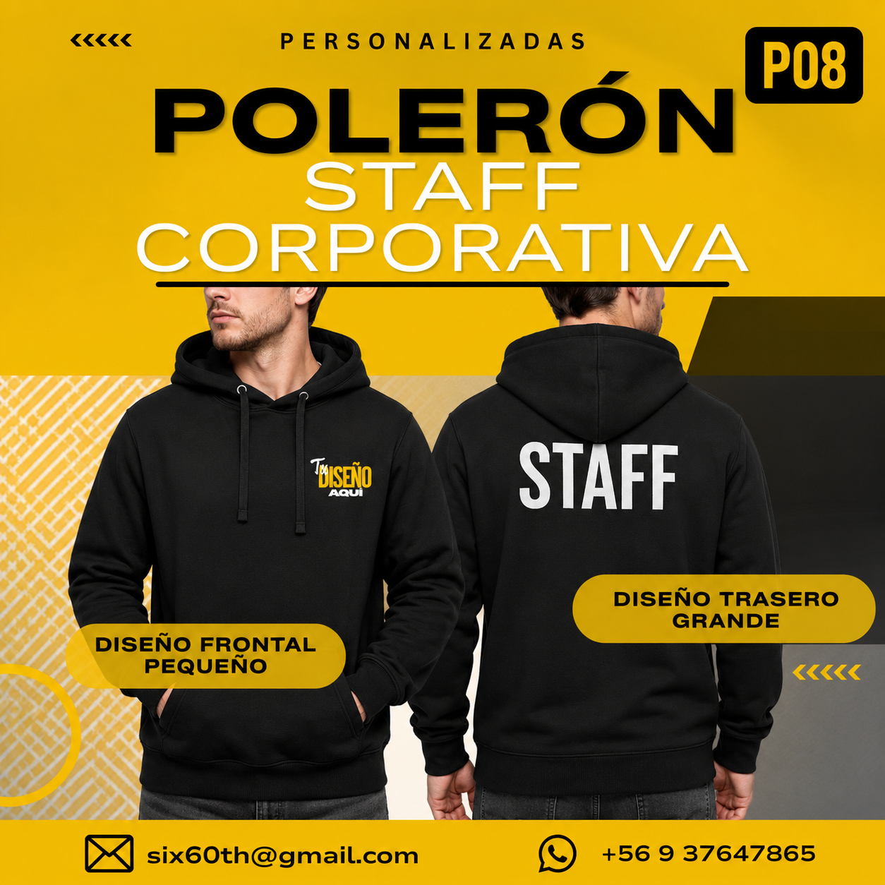 P08 Polerón con Capucha Personalizado 280 g | Six60th