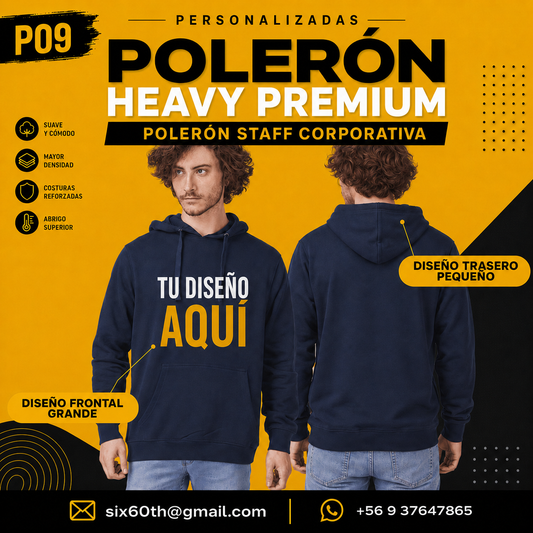 P09 Polerón Heavy Premium Personalizado 340 g | Six60th